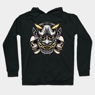 Hannya mask with skull head Hoodie